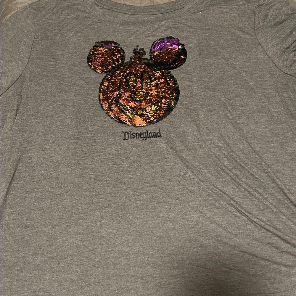 Disney womens Gray Long Sleeve with Sequin Mickey